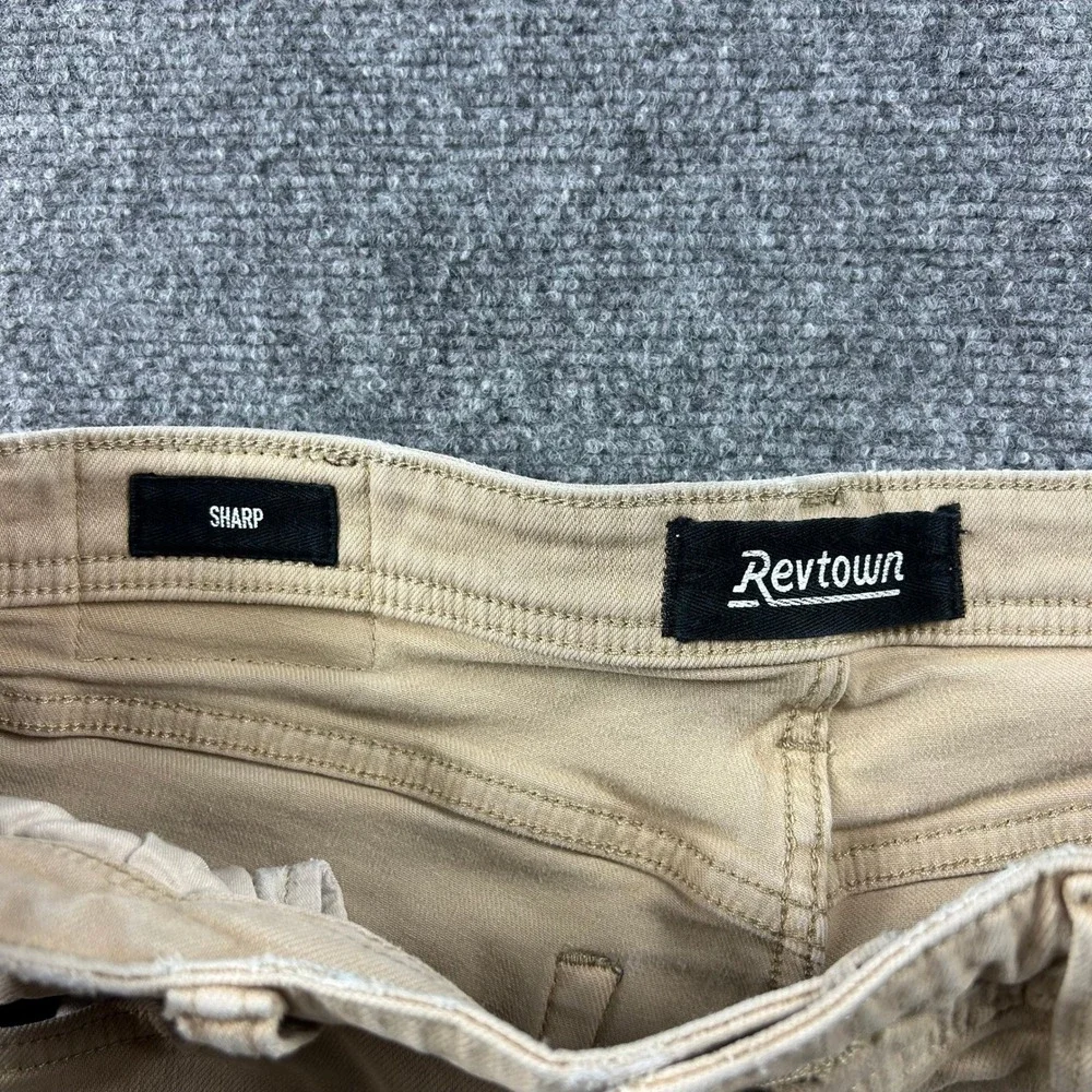 Revtown Sharp Jeans Mens 33x34 Tan Khaki Decade Denim Slim Straight Pants Casual